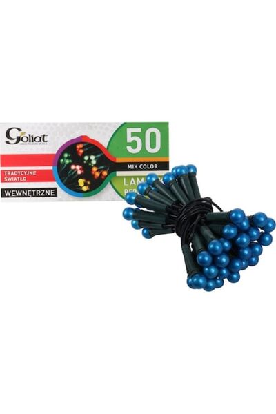 Goliat Set de 50 de lămpi cu perle albastre pe cablu verde, 220-240V, lungime 3m
