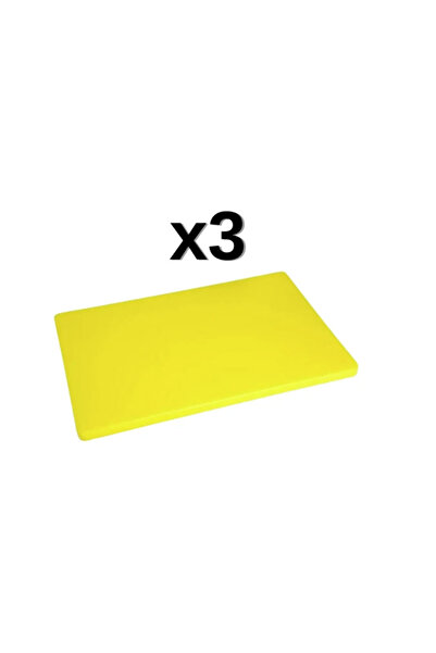 Türkay 3'Lü 40x30x2 Cm Polietilen Kesme Tahtası Kesim Levhası Sarı 4726