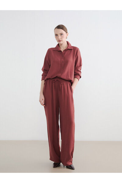 LC Waikiki Nevavm Textured Women's Trousers with Elastic Waist