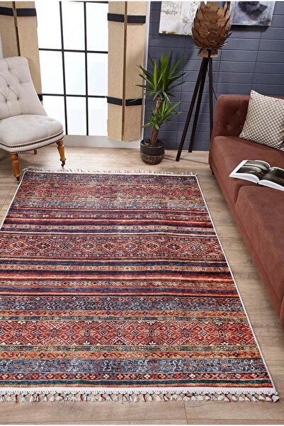 halinet Halı.Net Red Ethnic Bohemian Washable Non-Slip Living Room Carpet Hal...