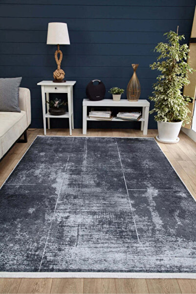 halinet Halı.Net Anthracite Modern Washable Non-Slip Living Room Carpet Haln-...