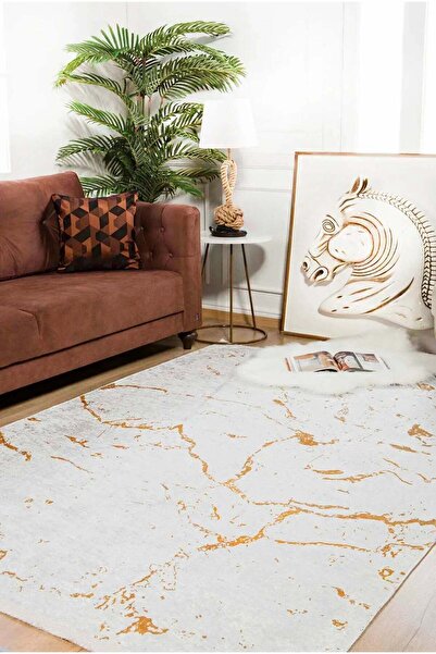 halinet Halı.Net White Modern Washable Non-Slip Living Room Carpet Haln-Hln936