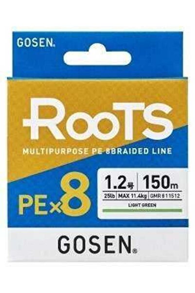 GOSEN X8 Roots Pe 8 Braided Spin Fishing Line 150Mt Green Standard-1.5 Pe