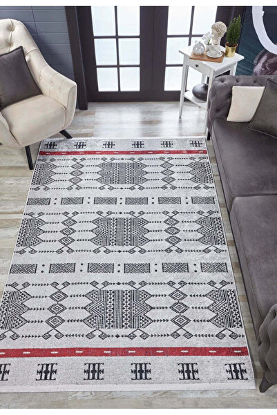 halinet Halı.Net Anthracite Modern Washable Non-Slip Living Room Carpet Haln-...