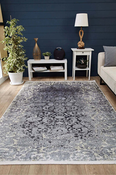 halinet سجادة غرفة المعيشة Halı.Net Anthracite Vintage القابلة للغسل والمضادة...