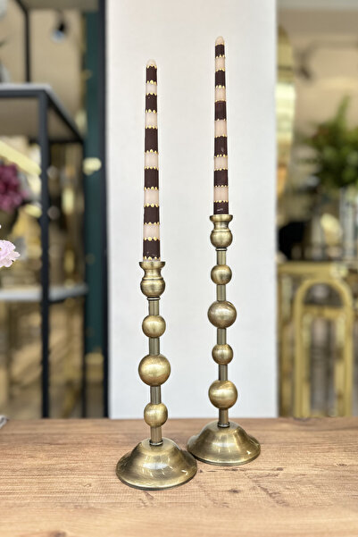 Shura Homeware 2'li Arya Şamdan Metal Eskitme Ev Dekoru