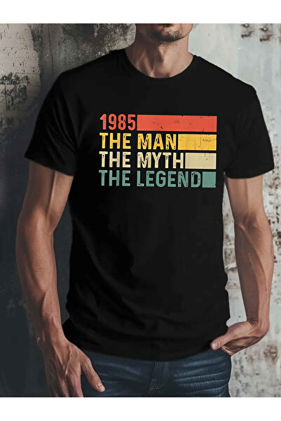 yiou trendy clothing 1985 تي شيرت أسود للرجال من The For Man The Myth The Legend
