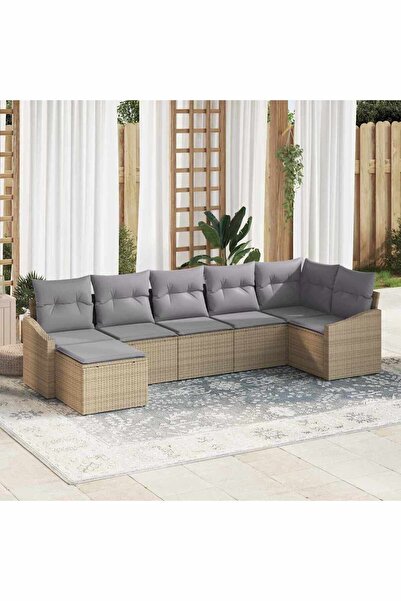vidaxl Set de canapele pentru gradina 7 pcs Beige È™i gri deschis