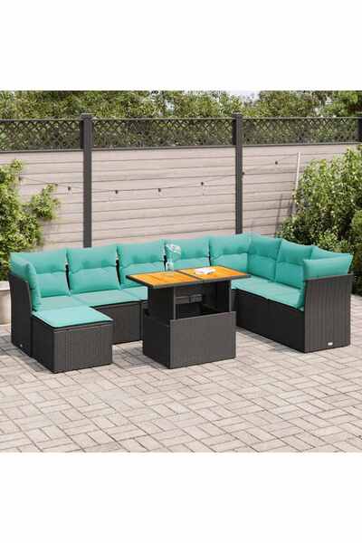 vidaxl Set mobilier de gradina cu perne, 6 piese, negru, poliratan