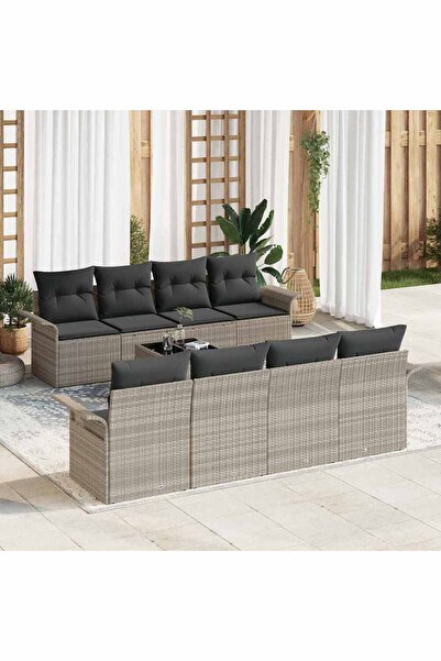 vidaxl Set de canapele pentru gradina 9 pcs Gri deschis Rattan poli