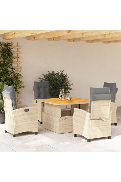 vidaxl Set mobilier de gradina cu perne, 5 piese, bej, poliratan
