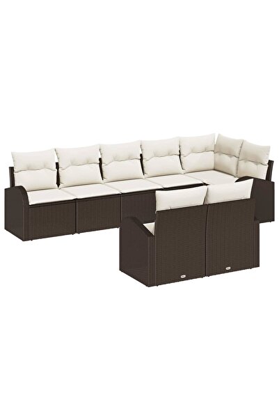 vidaxl Set de canapele pentru gradina 8 pcs Maro È™i alb poliratan