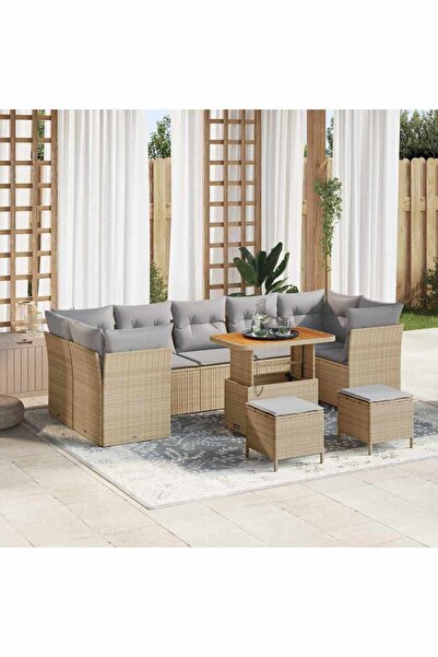 vidaxl Set de canapele pentru gradina 10 pcs Bej poliratan