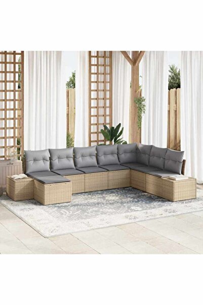 vidaxl Set de canapele pentru gradina 8 pcs Beige È™i gri deschis