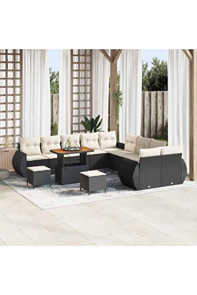 vidaxl Set de canapele pentru gradina 13 pcs Negru poliratan