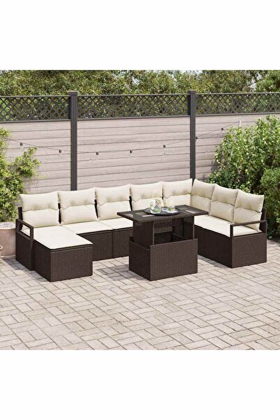vidaxl Set de canapele pentru gradina 9 pcs Maro Rattan poli