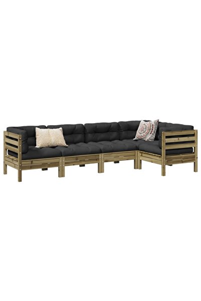 vidaxl Set mobilier de gradina cu perne, 5 piese, lemn de pin tratat