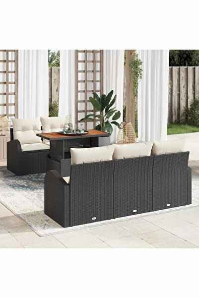 vidaxl Set de canapele pentru gradina 6 pcs Negru Rattan poli