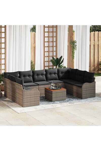 vidaxl Set de canapele pentru gradina 10 pcs Gri poliratan