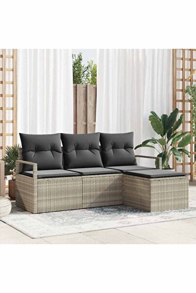 vidaxl Set de canapea 4 pcs Gri deschis poliratan