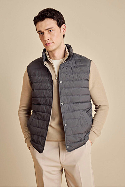BROOKS BROTHERS Erkek Antrasit Dik Yaka Şişme Yelek