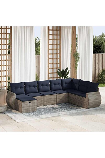 vidaxl Set canapele de gradina cu perne, 8 piese, gri, poliratan