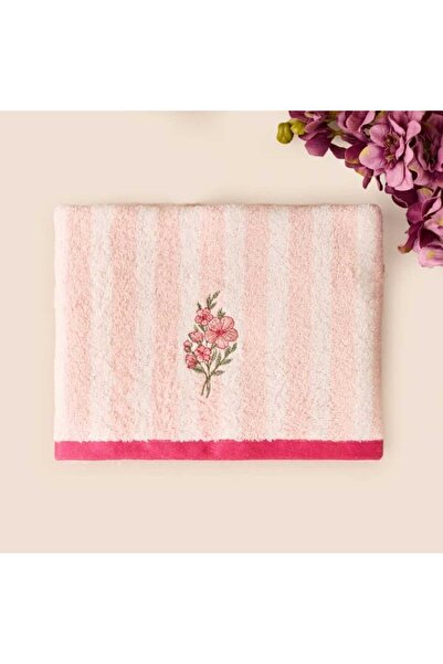 Evidea Soft Vari Yüz Havlusu - Ekru / Pembe - 50x80 cm