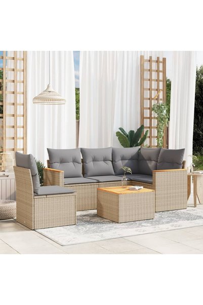 vidaxl Set canapele de gradina cu perne, 6 piese, bej, poliratan
