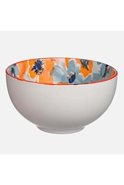 SHOPIENS Bowl 6.5 X 12 Beige Matte Inner Flowers
