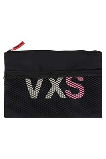 SHOPIENS Black Waterproof Textile Pouch with "VXS" Mesh 32 x 22 cm