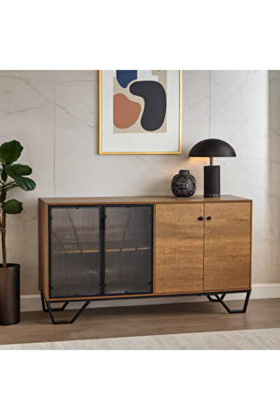 Ebticar Wooden and metal buffet cabinet in brown with a classic touch