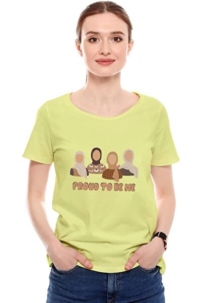 not تي شيرت نسائي بتصميم مطبوع (Proud To Be Me) |   تي شيرت برقبة مستديرة وقص...
