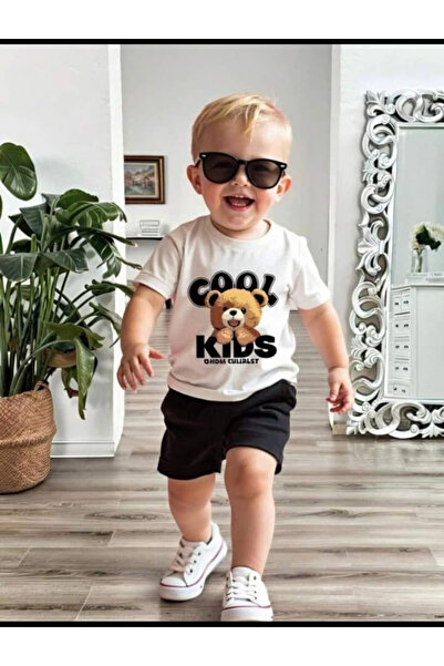 Massgai Dječji cool set majica i šortsa sa printom medveda, 100% pamuk