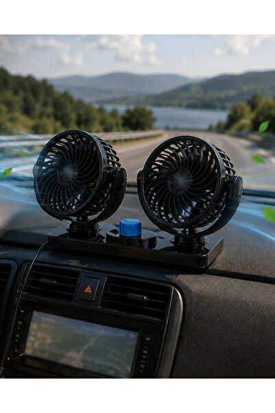 Epilons Car Fan with Rotating Head and Cigarette Lighter Input, 2-Mode Auto Fan