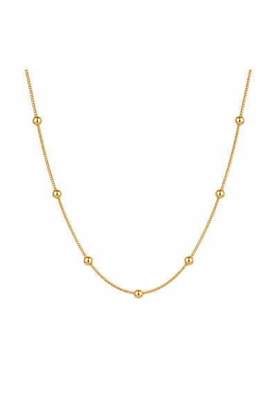 Selay Accessory Steel Gold Ball Bead Detailed Minimal Necklace