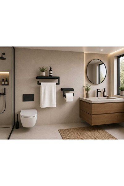 TUKAHOME&DESİNG Metal Banyo Havlu Askılığı Ve Tuvalet Kağıdı Askılığı 2' li Set