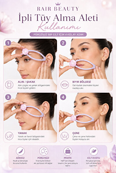 RAİR BEAUTY İpli Tüy Alma Aparatı(Yüz , Kaş, Bıyık, Yanak )Acısız Tüy Alma Aleti