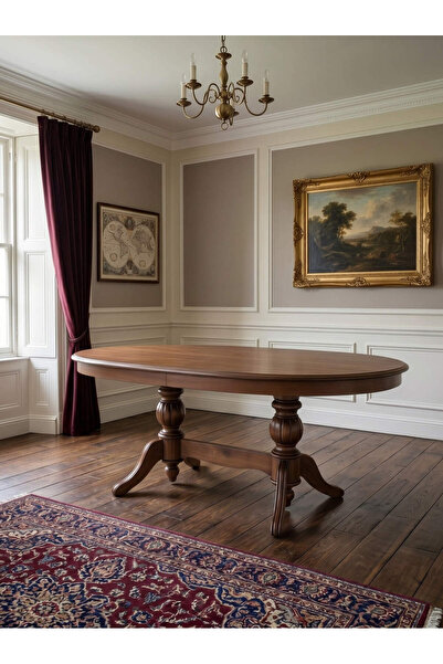 KleinHaus Furniture Elegansia Yemek Masası, Çift Ayaklı Ahşap Masa