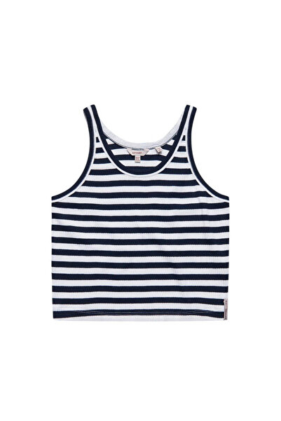 SUPERDRY Top scurt de damă, fără mâneci, din bumbac organic, reiat, stil vint...