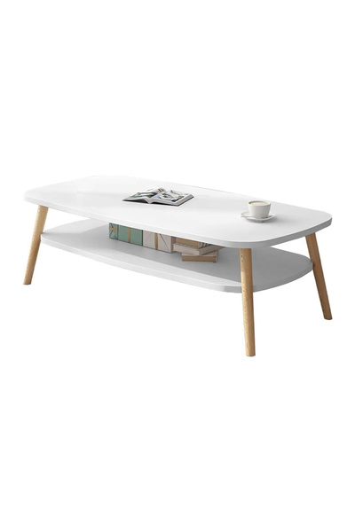 GGEROU Coffee Table,Modern Wooden Rectangle Coffee Tables with Storage,2 Tier...
