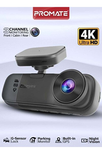 Promate Rovex-H3 Triple Channel Dash Cam 4K UHD, GPS, ADAS, WiFi, G-Sensor, P...