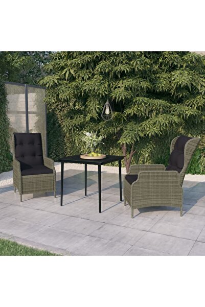 vidaxl Set mobilier de gradina, 3 piese, maro