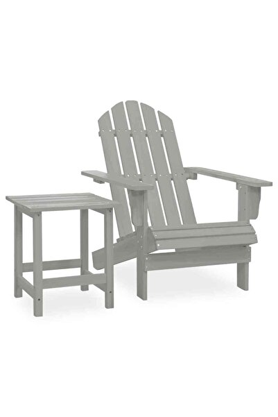vidaxl Scaun de gradina Adirondack cu masa, gri, lemn masiv de brad