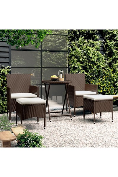 Concept Set de bistro, 5 piese, maro, poliratan și sticlă securizată