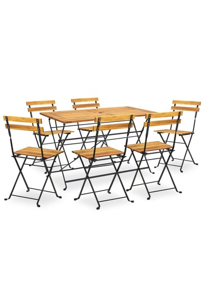 vidaxl Set mobilier de exterior pliabil, 7 piese, lemn masiv de acacia