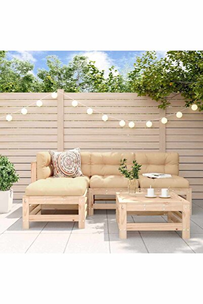 vidaxl Set mobilier relaxare de gradina 5 piese lemn masiv de pin