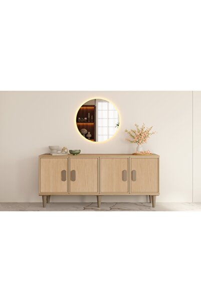 miracool Karanfil Konsol & Led Işıklı Ayna Dahil / Çok Amaçlı Dolap / Komple MDF