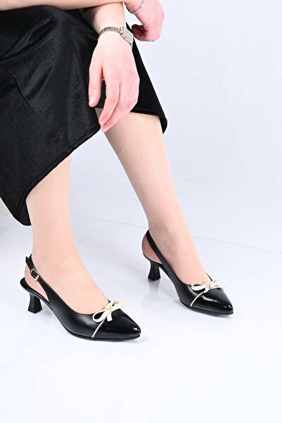 Bestello Laceless Bowknot Neolite Sole Genuine Leather Open Back Thin Heeled ...