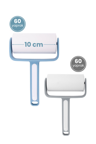 Flora 2 Adet Tüy Toplayıcı ve 12 Adet Yedek Rulo Seti, Kedi Köpek Kıyafet Halı Koltuk Yapışkanlı Rulo Seti