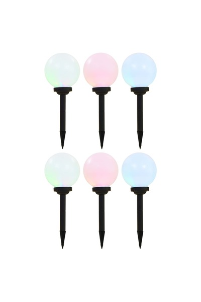 vidaxl Lampi solare de exterior, 6 buc., 20 cm, RGB, sferic, LED